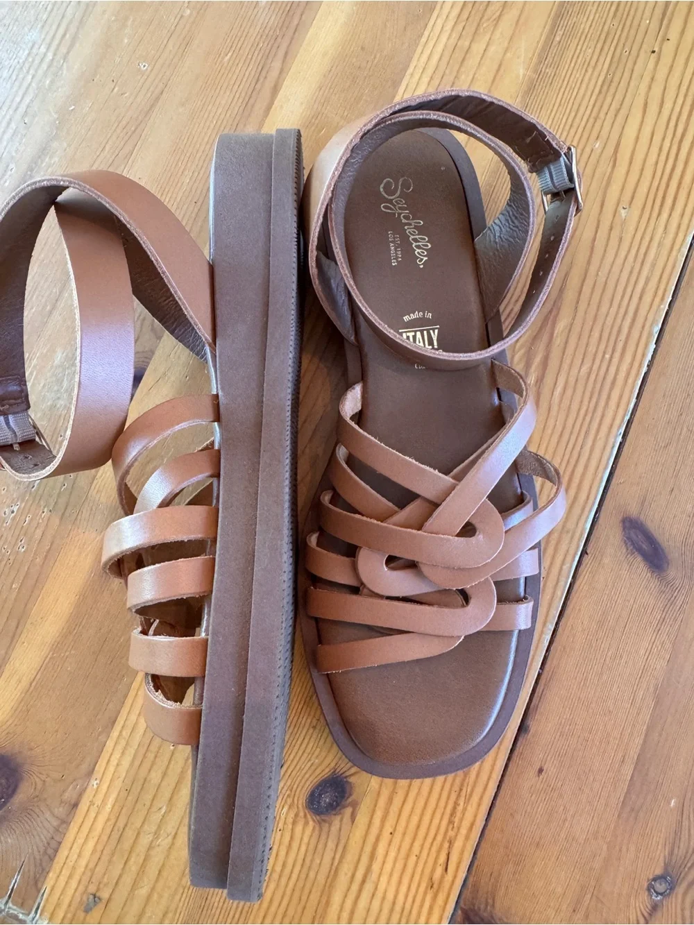 Seychelles Tan Multi-Strap Leather Sandals
